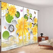 Beddinginn 3d Yellow Flowers Curtain