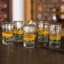 Handblown Glass Striped Tequila Shot