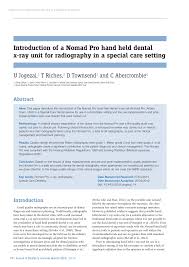 Pdf Introduction Of Nomad Pro In A Special Care Dental Setting
