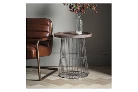 Rustic Metal Cage Side Table Side Tables
