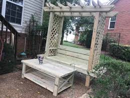 Arbor Bench And Rustic Outdoor Table