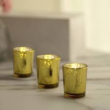 12 Pack Gold Mercury Glass Candle