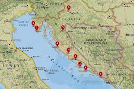 Detailed road map of the croatian coast. Croatia Helicopter Charter Luxury Vip Flight Service