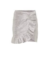 Ruffled Metallic Jacquard Miniskirt