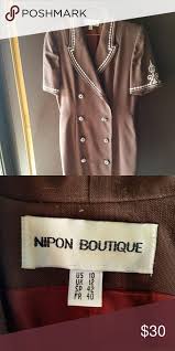 Nipon Boutique Brown Vintage Womens Dress Size 10 Nipon