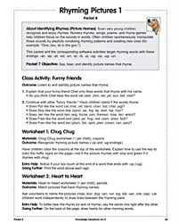 Together, you'll identify the letters that are in every word, circle them, and think of another word that fits the _am rhyming pattern. Rhyming Pictures 1 Lesson Plans Worksheets Jumpstart