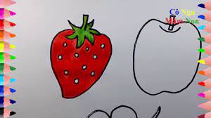 Dạy vẽ hoa quả- Hướng dẫn bé vẽ 1 số quả. - How to drawing and coloring  fruit - YouTube