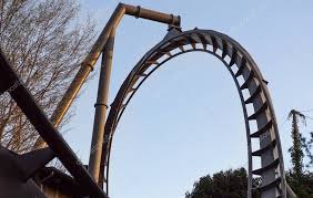 Percentage of wood versus steel coasters 2. Detail Of Curved Rollercoaster Track At Sunset 354268240 Larastock