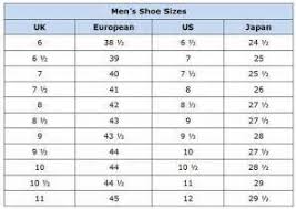 American Mens Shoe Size Chart International Shoe Sizing