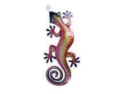 Metal Wall Art Small Red Yellow Gecko