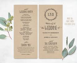 Printable Wedding Programs Diy Wedding Programs Simple