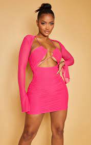 shape hot pink mesh lace up overlay