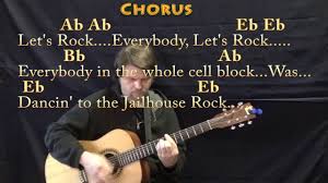 Jailhouse Rock Elvis Guitar Lesson Chord Chart In Eb With Chords Lyrics