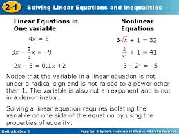 Solving Linear Equations And 2 1