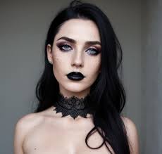 long hair with dark goth makeup style