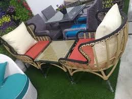 beige garden rattan balcony set for