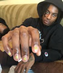 Common motifs on the nails of a$ap rocky are smiley faces, flames, flags and profanity. Britney Tokyo Harry Styles Playboi Carti Bad Bunny The Evolution Of Nail Art On Men