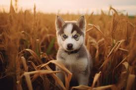 portrait of cute siberian husky puppy