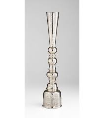 Tall Silver Mercury Glass Trumpet Vase