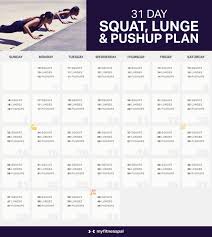 The 31 Day Squat Challenge Lunge Pushup Plan