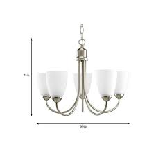 Progress Lighting Gather Collection 20 5 In 5 Light Brushed Nickel Dining Room Chandelier With Etched Glass P4441 09 The Home Depot
