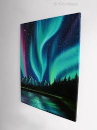 Canada Northern Lights Art Galaxy Painting On Canvas