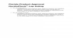 Florida Product Approval Hardieplank Lap Product Approval
