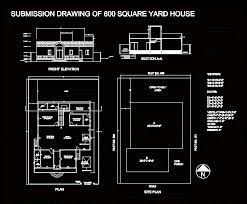 housing 600 square yard dwg elevation