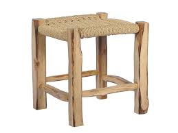 Teak And Synthetic Rope Garden Stool