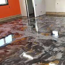 clear hard metallic epoxy floor with powder