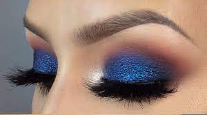 blue glitter smokey eye makeup tutorial