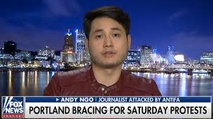 Before the event, around 50 protesters gathered. The Making Of Andy Ngo