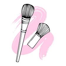hand drawn cosmetic brushes on a gentle