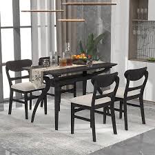 5 Piece Rubber Wood Frame Dining Table