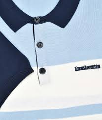 Lambretta Navy Colour Block Knit Polo Shirt
