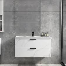Our single sink bathroom vanities are crafted with the highest european standards, the vanities, mirrors and cabinets are sure to enhance any bathroom, whatever the decor. Modern 36 Floating Bathroom Vanity Wall Mount Single Sink Vanity With Drawers Marble Pattern