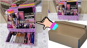 diy makeup organizer with shoe box