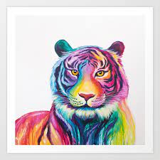 Tiger Rainbow Animal Art Print By