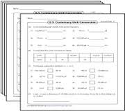 u s customary unit conversion worksheets