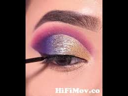 purple and golden glitter eye makeup