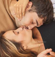 love couple kiss and with face