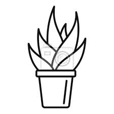 Office Succulent Pot Icon Outline