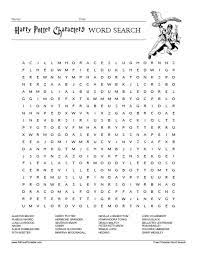 harry potter characters word search