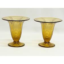 Amber Glass Vases 14 5x13