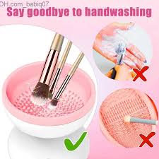 portable electric pink makeup brush set