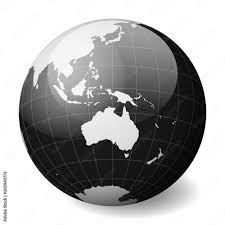 black earth globe focused on australia