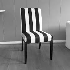 Vanity room decor, white upholstered chair, white vanities, striped chair, black and white furniture, black and white striped. Ikea Henriksdsal Dining Chair Cover Black White Cabana Stripe Affordable Designer Custom Handmade Trendy Fashionable Locally Made High Quality
