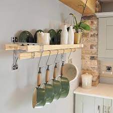 Kitchen Wall Shelf Rack Wooden Laths