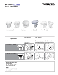 Manual del propietario inodoros para vehículos de recreo lavados con agua dulce. Thetford Parchment Aqua Magic V High Profile Toilet With Hand Manualzz