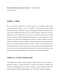 PDF) Diccionario didÃ¡ctico del espaÃ±ol mexicano Andre Moskowitz